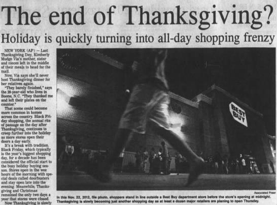 The end of Thanksgiving?